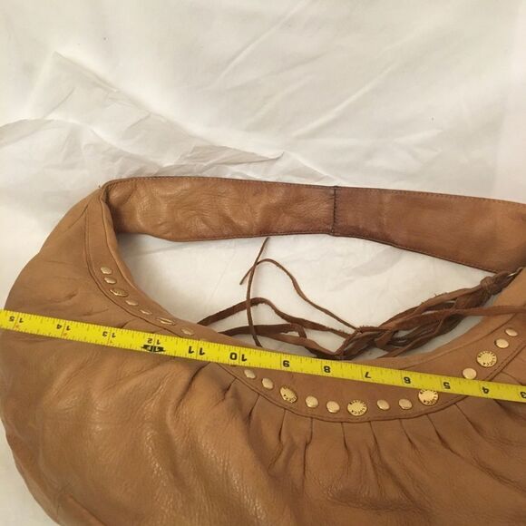 Elliot Lucca tan studded pleated leather hobo bag with tassel - Picture 13 of 13